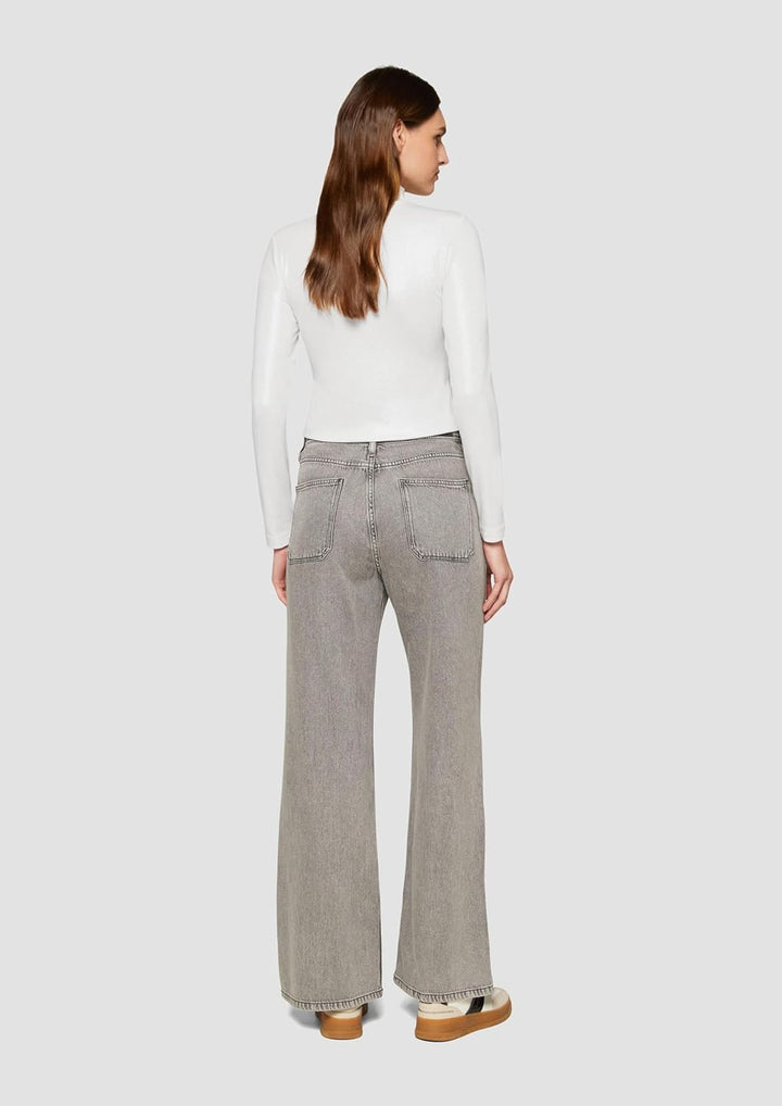 s.Oliver Damen 2156422 Langarmshirt mit Stehkragen (1er Pack) 44 0010_silber, 44 0010_silber