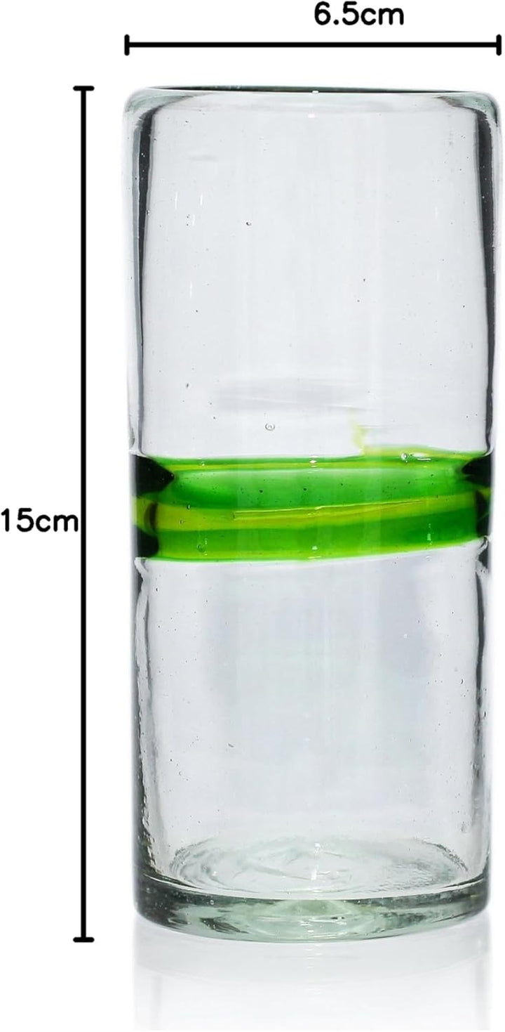 Tumia LAC Handgemachtes Hi-Ball Glas - recyceltes Glas - Gemischtes Grün - Set aus 2 Gläsern, 2