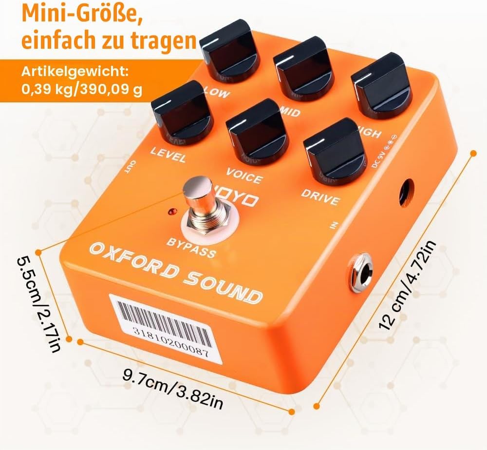 JOYO Overdrive Gitarreneffektpedal Verstärker Simulation Verzerrungspedal für E-Gitarre – Bypass (Ox