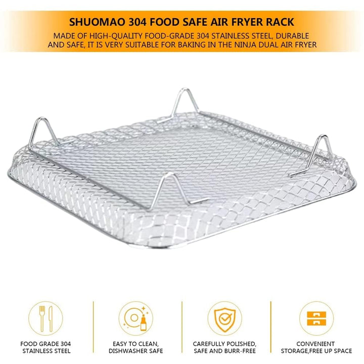 3PCS Air Fryer Rack, Stapelbares Edelstahl Heissluftfritteuse Grillrost Luftfritteuse-Gestell Quadra
