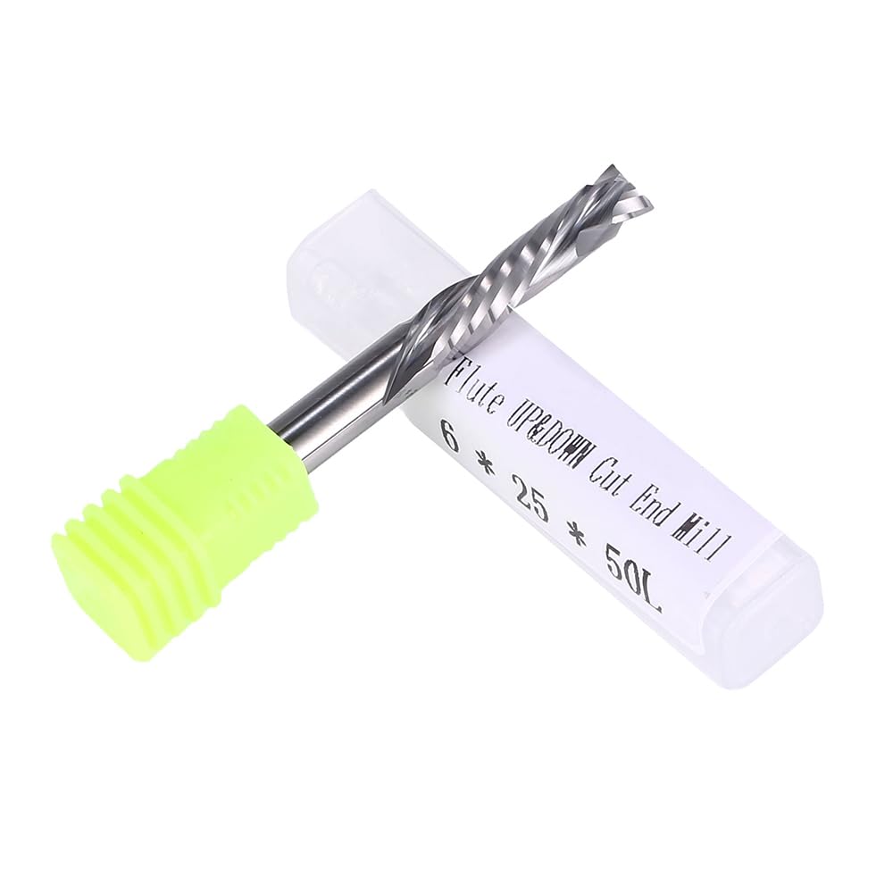 EU_HOZLY 5 Stück Hartmetall-Kompressionsfräser Up&Down 2 Nuten Schaftfräser 6 mm (0,236 Zoll) Schaft