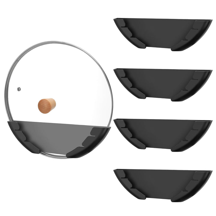 4er Pack Topfdeckelhalter Wand Set, Kunststoff Topf Abdeckung Halterung, Passend für 15-32 cm Grosse
