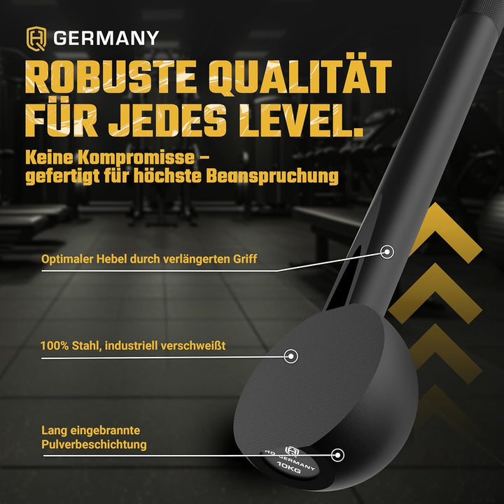 HQ Germany® Macebell 2-10kg [100% Stahl] - Steel Mace, Gada, Clubbell | Massiv verschweisst aus eine
