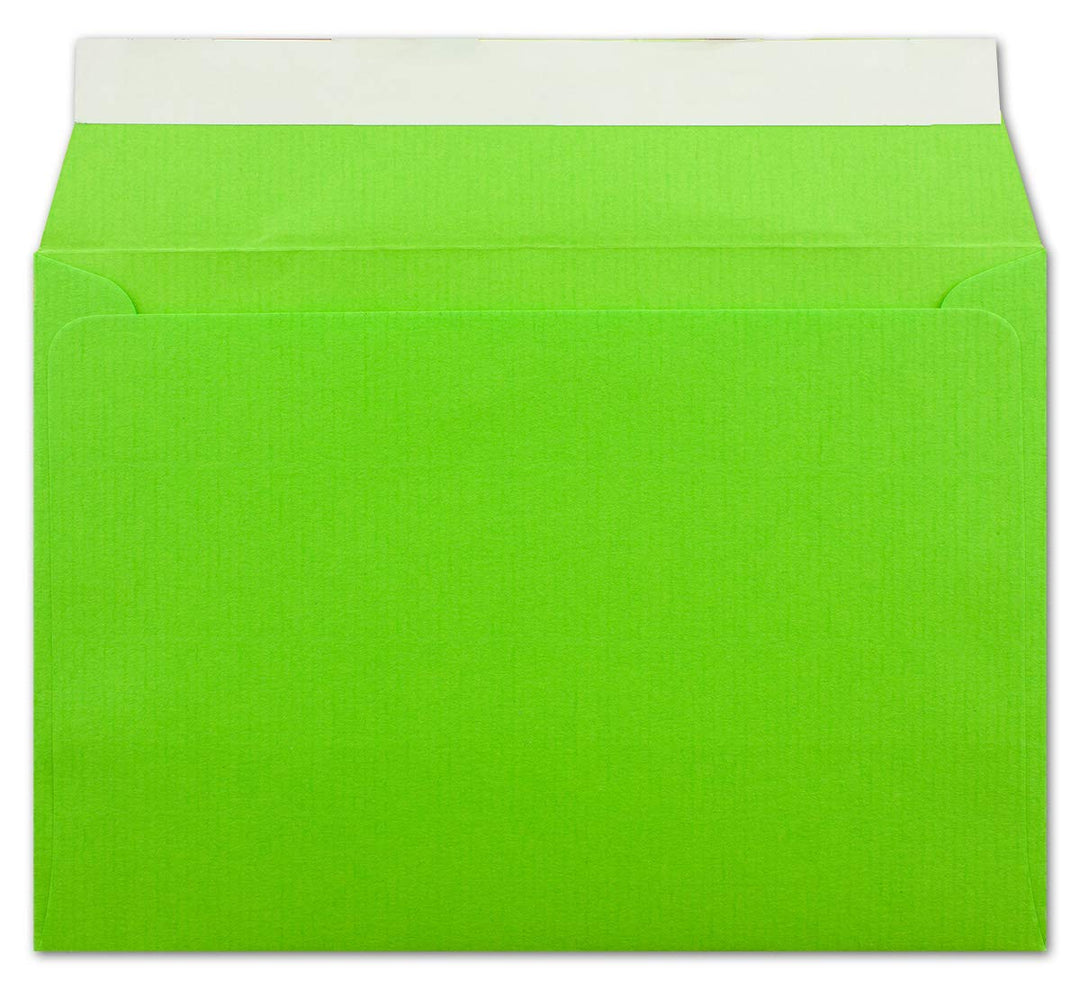 250 gerippte Briefumschläge DIN C6 Hellgrün - 11,4 x 16,2 cm - 100 g/m² Post-umschlag ohne Fenster H