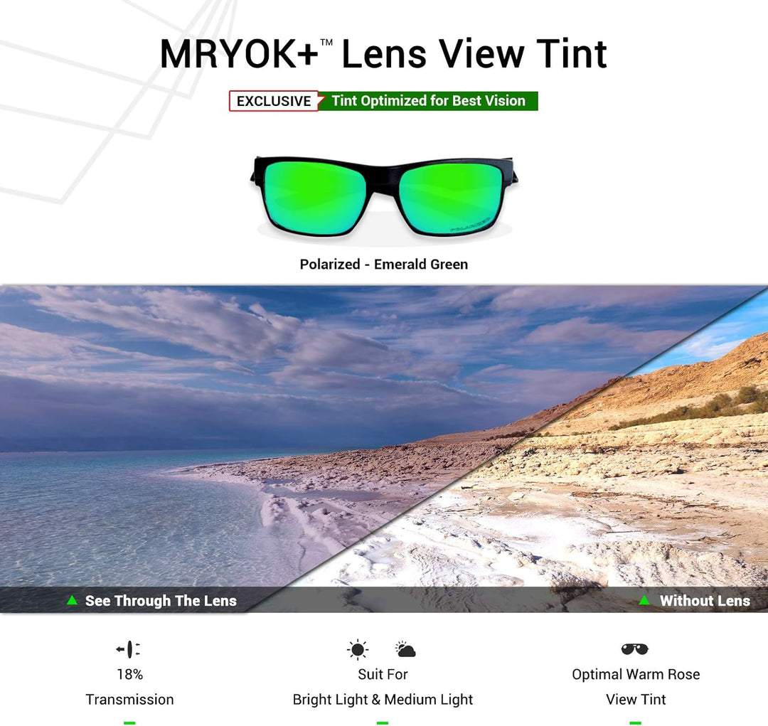Mryok Ersatzgläser für Oakley Turbine Rotor Korrosionsschutz Gegen Meerwasser Polarisiert - Smaragdg
