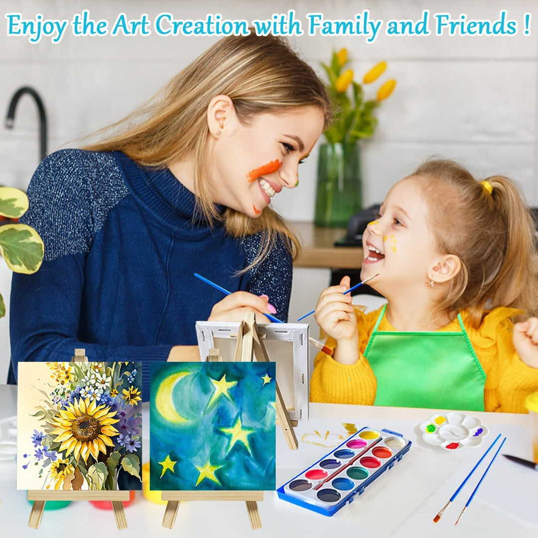 32Pcs Mini leinwand und Staffelei Set, XingyLi 8 kleine Leinwand Kunsttafeln mit 8 Künstler Dreieck