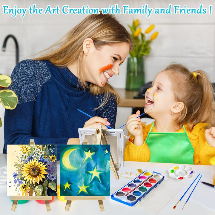 32Pcs Mini leinwand und Staffelei Set, XingyLi 8 kleine Leinwand Kunsttafeln mit 8 Künstler Dreieck