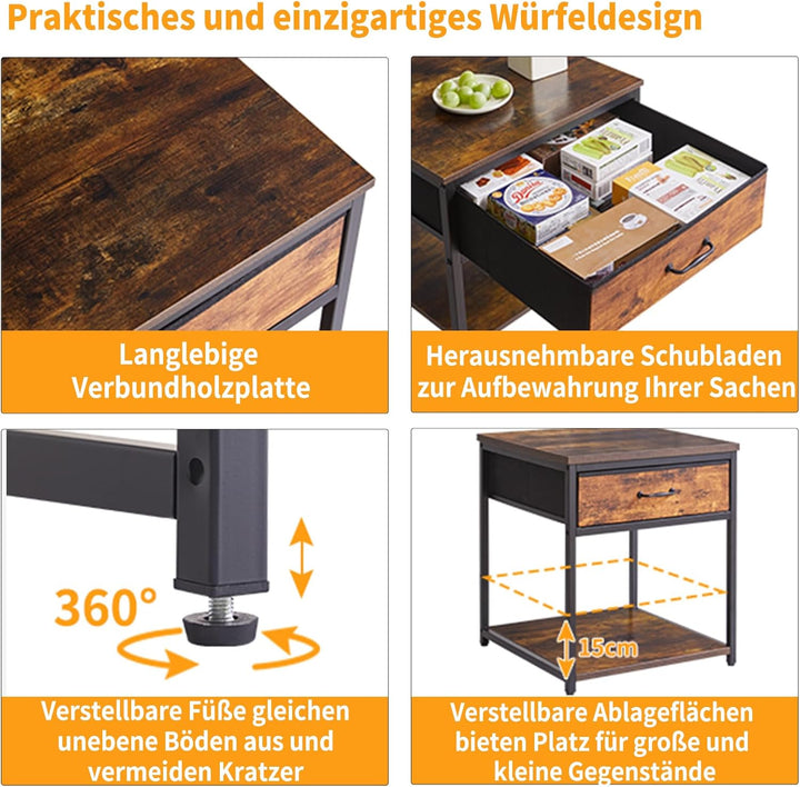 Aibiju Kleiner Tischständer, multifunktionaler Beistelltisch und Drucker-Akzenttisch mit Stoffschubl