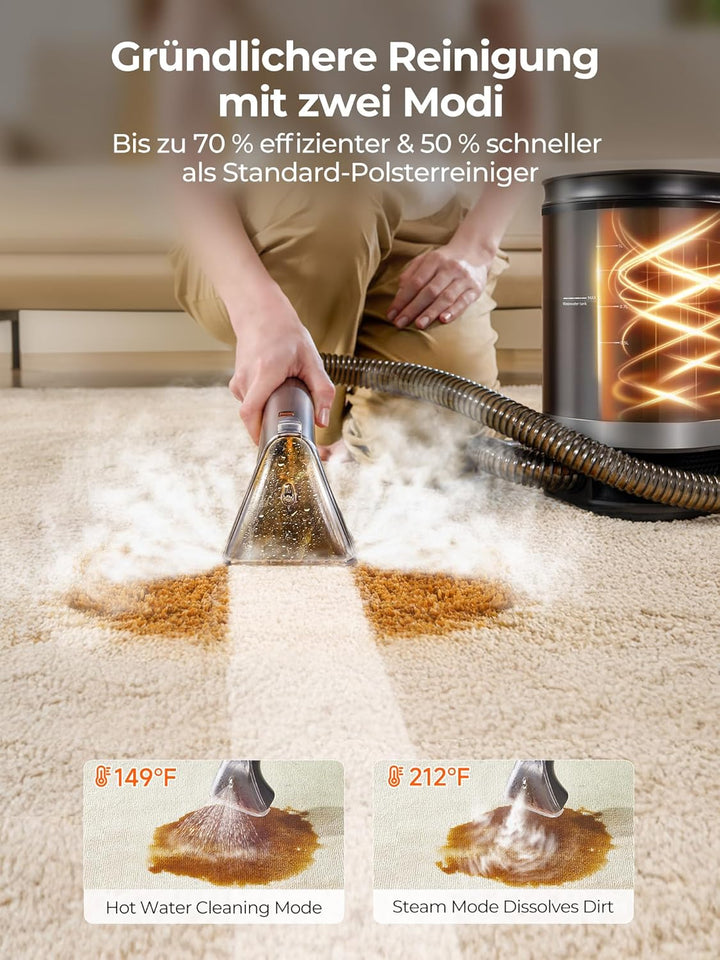 uwant polsterreiniger gerät Dampf- &amp; Heiztechnik 18000Pa starke Saugkraft geeignet für Teppich, Sofa