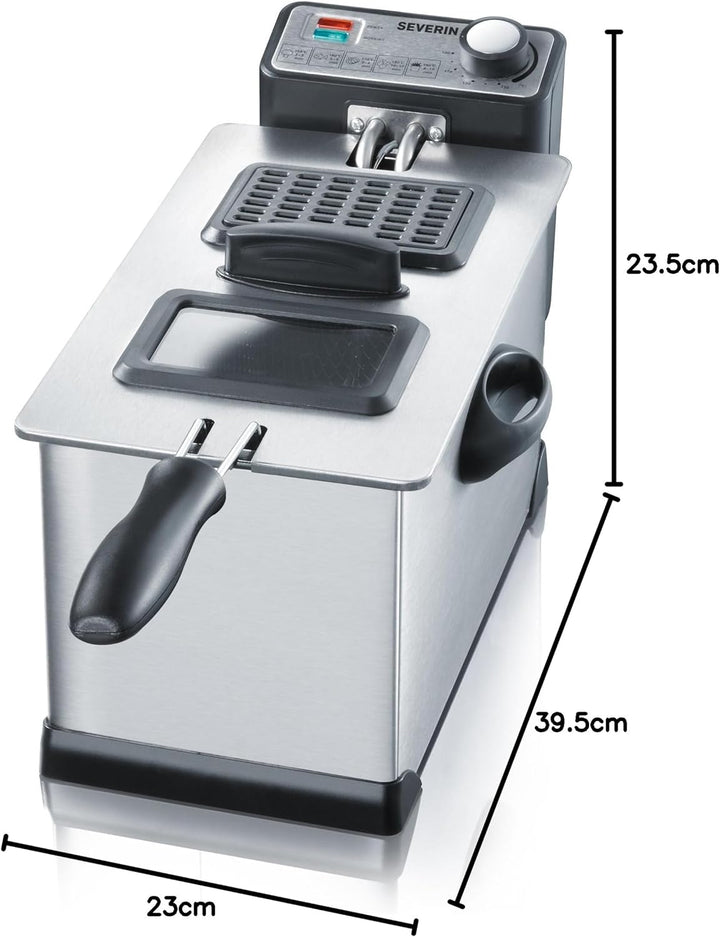SEVERIN S72431 FR 2431 Fritteuse (2.000 W, 3 L Kapazität, 400 g,Frittiermenge) edelstahl/schwarz