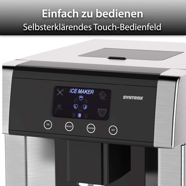 Syntrox Germany Digitaler Eiswürfelbereiter mit Eiswasserfunktion Eiswürfelmaschine IC-150W LCD Turk