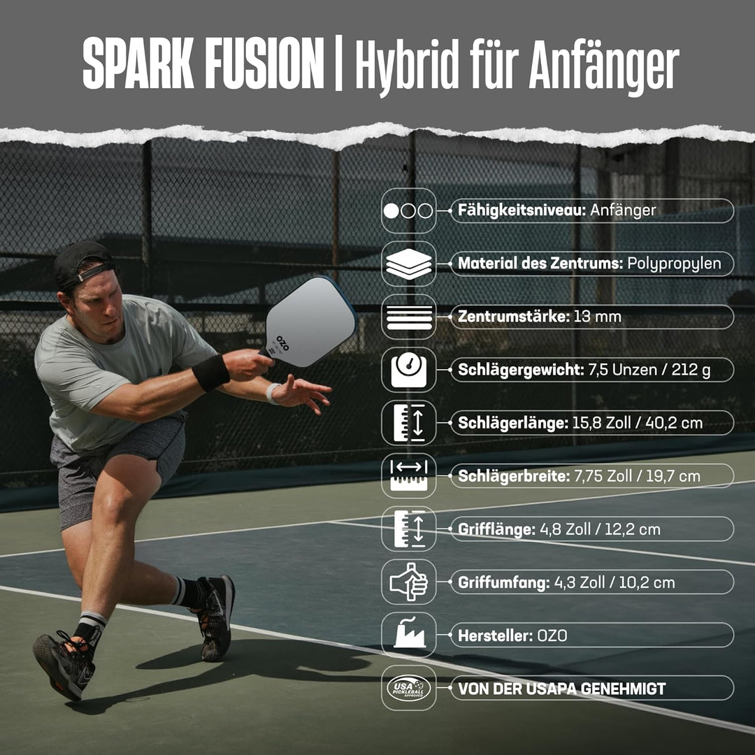 OZO Pickleball Hybrid Schläger für Anfänger Beginner Hybrid Weiss, Beginner Hybrid Weiß