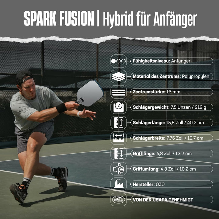 OZO Pickleball Hybrid Schläger für Anfänger Beginner Hybrid Weiss, Beginner Hybrid Weiß