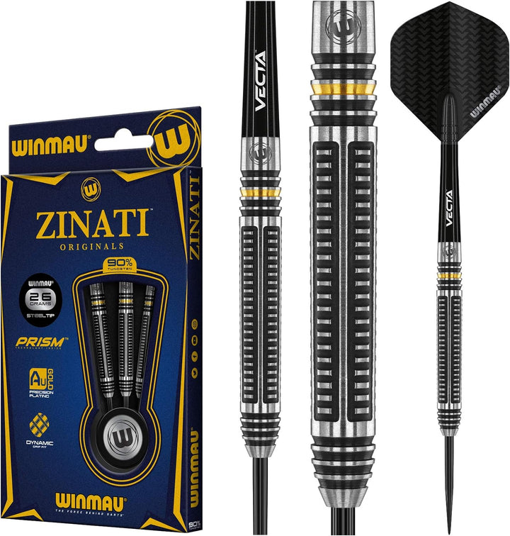 WINMAU Zinati 26 Gramm Profi Wolfram Steeltip Dartpfeile Set mit Flights und Schäfte