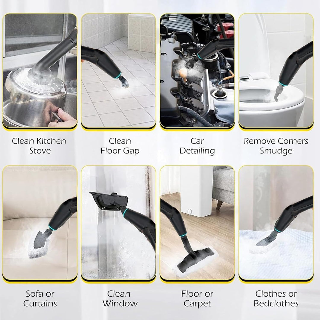 4Bar Tragbarer Dampfreiniger, 6-Gang Dampfreiniger Handgerät, Steam Cleaner mit 15 Zubehörteilen & 1
