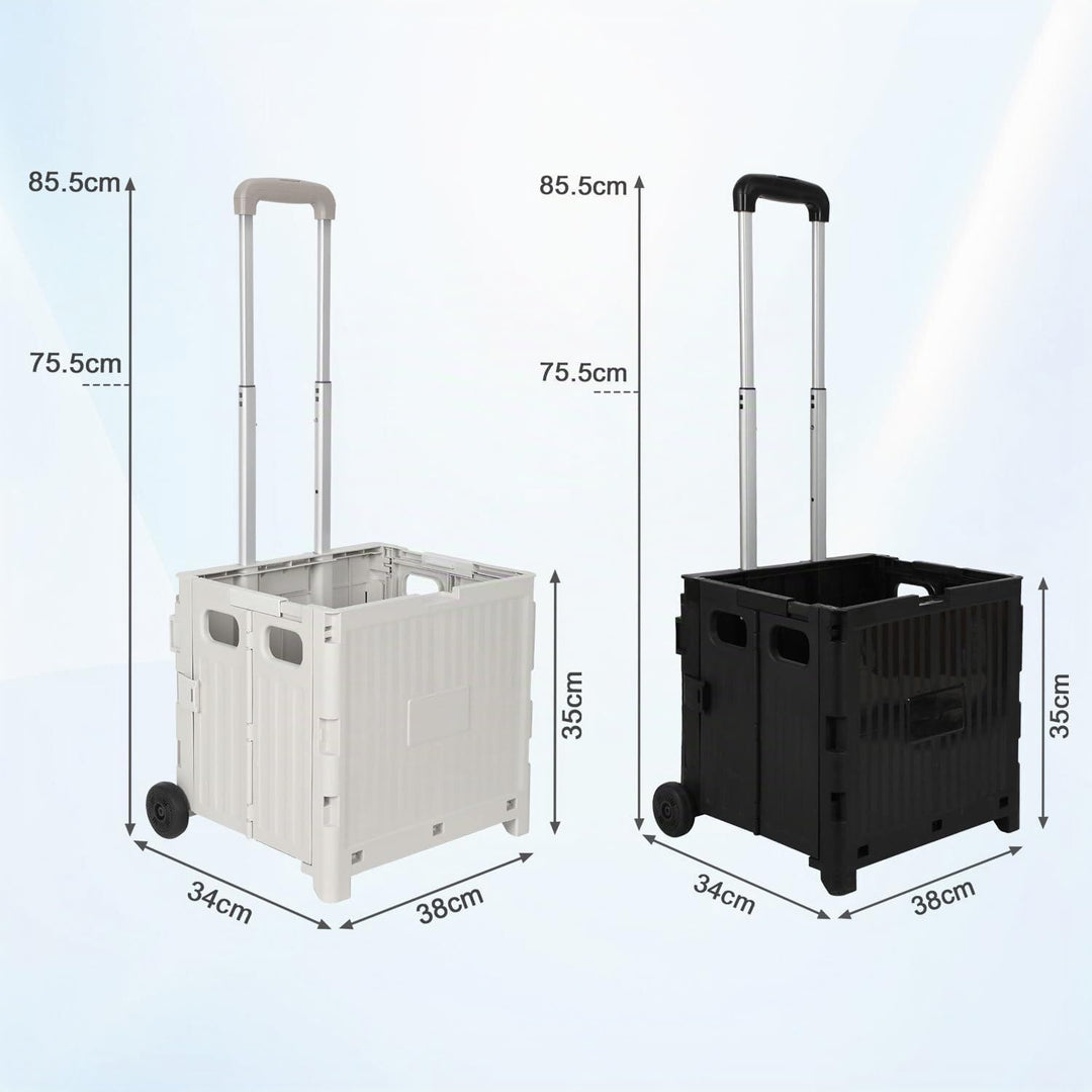 Einkaufstrolley Klappbar, mit neigbarer Teleskopgriff &amp; Deckel, 2 x Rollen, bis 35 kg, 45 Liter Kist