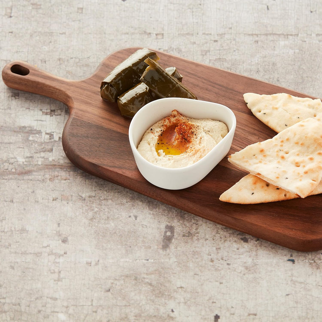 Point-Virgule Servierbrett aus Walnussholz mit Griff, perfekt zum Servieren von Vorspeisen und Käse,