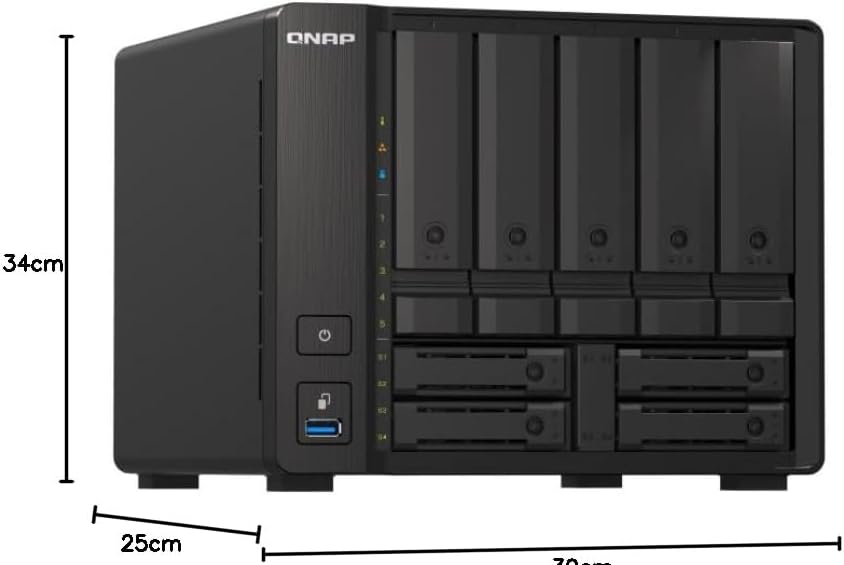Qnap TS-H973AX-32G 9BAY 4C8T2.2GHZ 32GB DDR4 2X 2.5GBE 1X 10GBASE-T, One Size QuTS hero NAS Single 9
