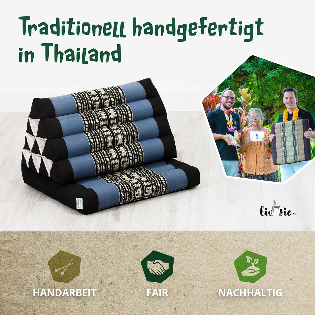 livasia Thaikissen mit 1 Auflage, Dreieckskissen mit Sitzkissen, Keilkissen mit Kapok, Rückenkissen