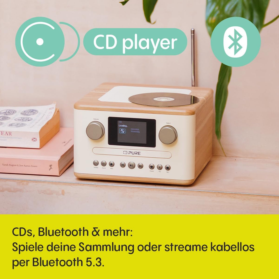 Pure Classic C-D4 – DAB+ & UKW Radio mit CD-Player, Netzbetrieb, Bluetooth 5.3, USB & AUX, Farbdispl