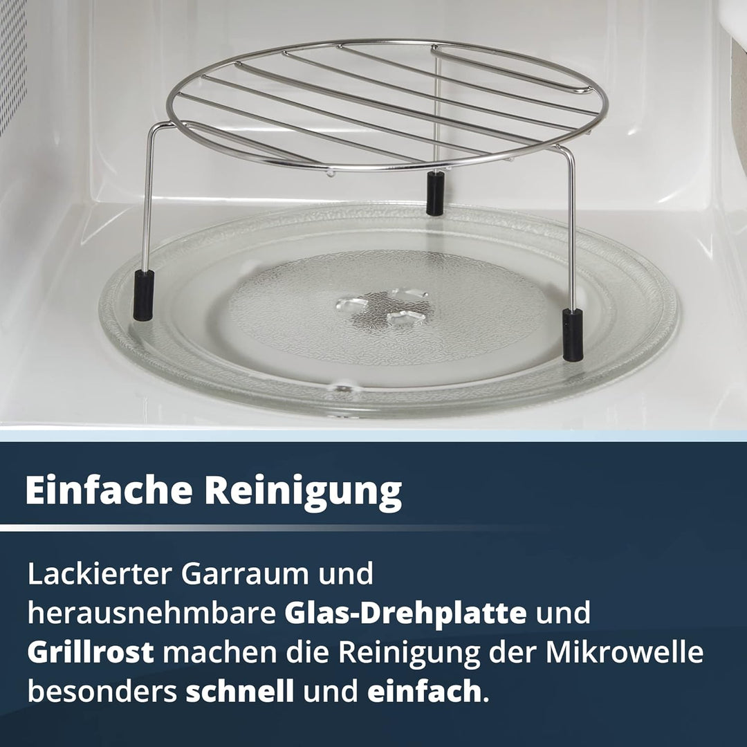 KHG Mikrowelle MW-20.1GSS mit Grill 20 L aus Metall in silber, 5 Leistungsstufen und 3 Kombinationss