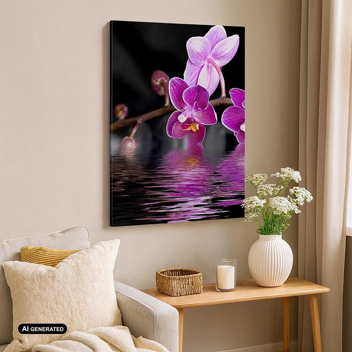 Bilder auf Leinwand Asien exotisch orchidee blume Leinwandbild mit Rahmen 45x80cm Wandbilder Dekorat