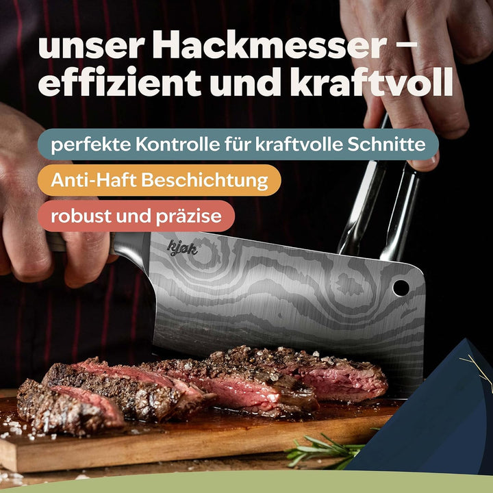 kjøk Premium Hackmesser scharfe Stahlklinge 17cm 7cr Härte 58±2 HRC Küchenmesser mit ergonomischem O