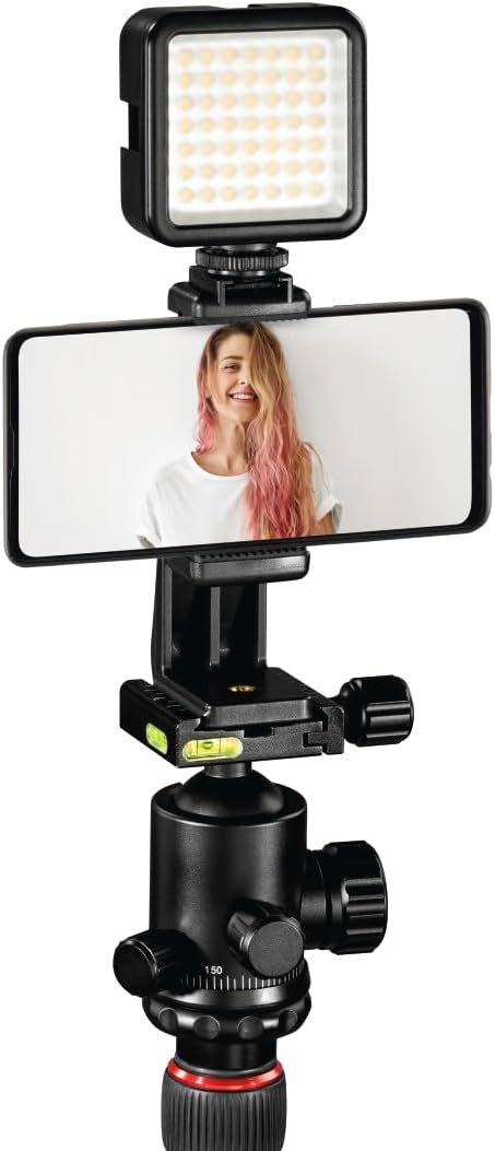 Hama Reisestativ „Ramble II Duo“ Carbon-Stativ (Kamerastativ, Handy-Stativ mit Handy-Halterung, Drei