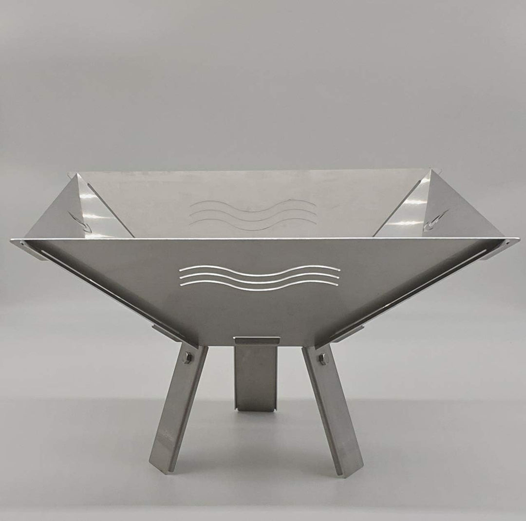 Feuerschale Fenit eine steckbare Feuerschale (Motiv Welle Edelstahl mit Fuss), Motiv Welle Edelstahl