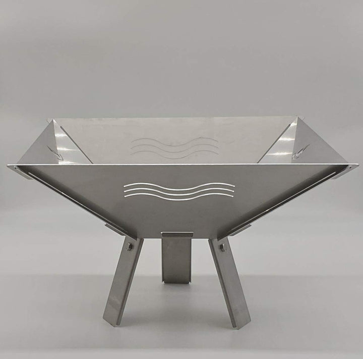 Feuerschale Fenit eine steckbare Feuerschale (Motiv Welle Edelstahl mit Fuss), Motiv Welle Edelstahl