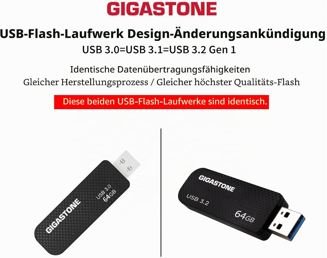 GIGASTONE 64GB Flash-Laufwerk (2 Stück) Z30 USB 3.2 Gen 1, 80MB/s UltraSchnell, Schlüsselring-Öse, P