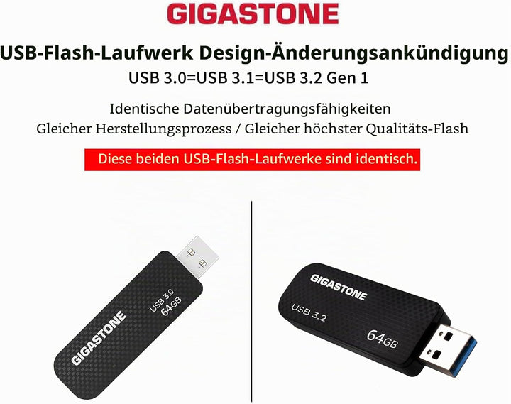 GIGASTONE 64GB Flash-Laufwerk (2 Stück) Z30 USB 3.2 Gen 1, 80MB/s UltraSchnell, Schlüsselring-Öse, P