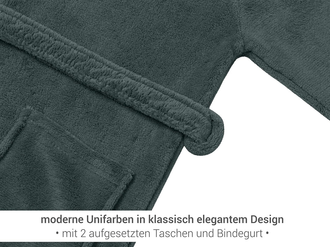 Kinder Bademantel - Kuschelfleece für Jungen u Mädchen 1522.2202 9-11 Jahre Anthrazit, 9-11 Jahre An