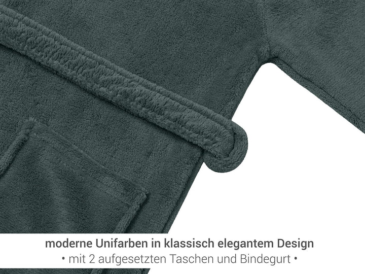 Kinder Bademantel - Kuschelfleece für Jungen u Mädchen 1522.2202 9-11 Jahre Anthrazit, 9-11 Jahre An