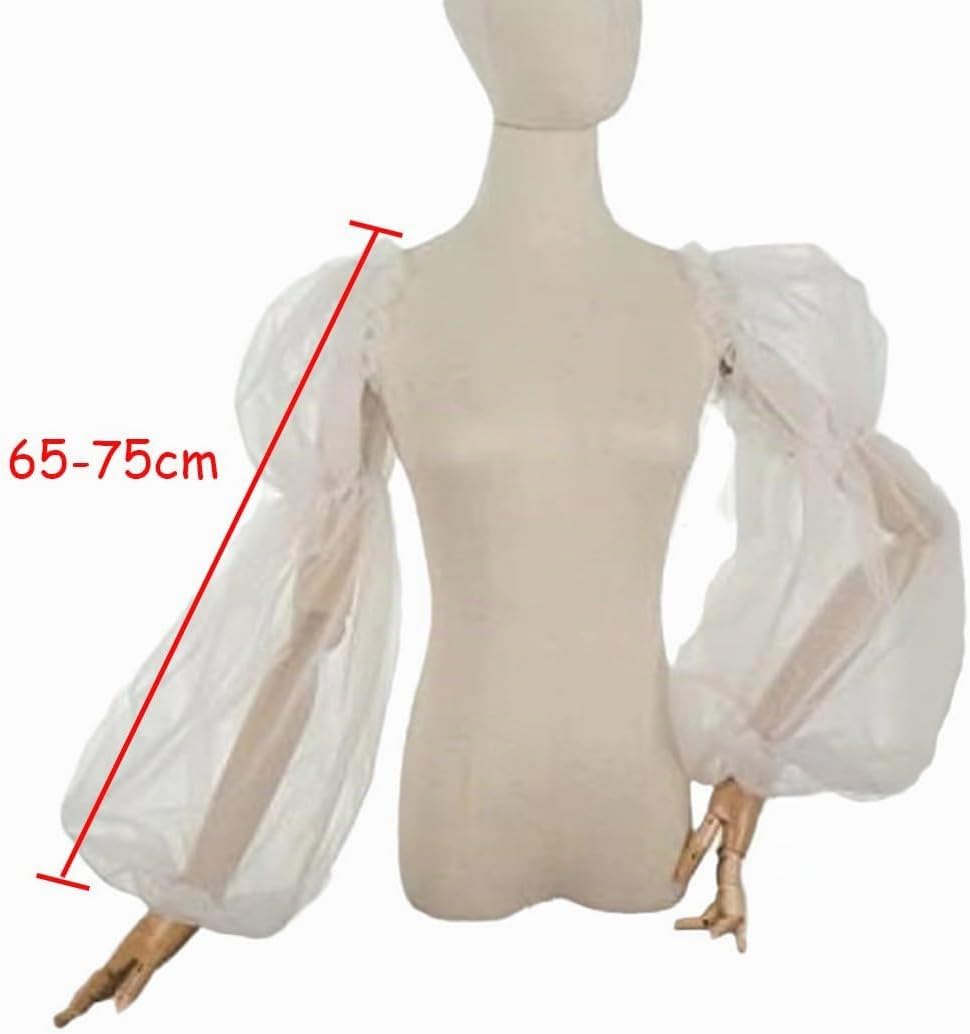SMTCM 2 Paar Abnehmbare Puffärmel für Hochzeitskleid Brautärmel Tüll Armel mit Spandex Band Durchsic