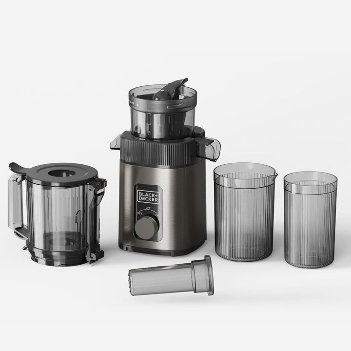 Black+Decker - Entsafter Slow Juicer | Kaltpressen | 110 mm Einfüllöffnung | 800 ml Saft / 600 ml Tr