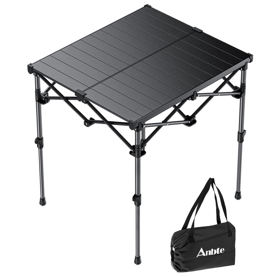 Anbte Campingtisch Klapptisch 67x58cm(LxB) Aluminium Aufrollbare Tischplatte mit 2 Höhen 44/70cm X-F