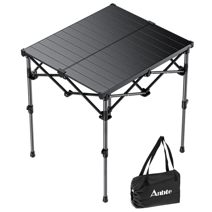 Anbte Campingtisch Klapptisch 67x58cm(LxB) Aluminium Aufrollbare Tischplatte mit 2 Höhen 44/70cm X-F