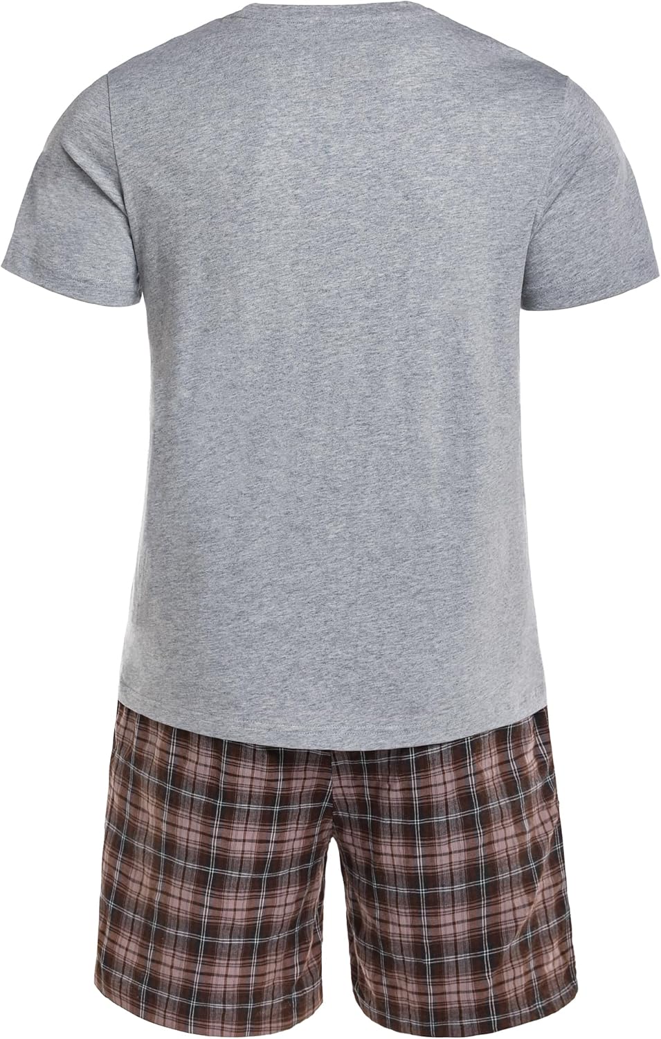 Winovia Schlafanzug Herren Kurz Pyjama 100% Baumwolle Kurzarm Nachtwäsche Nightwear Set mit Rundhals