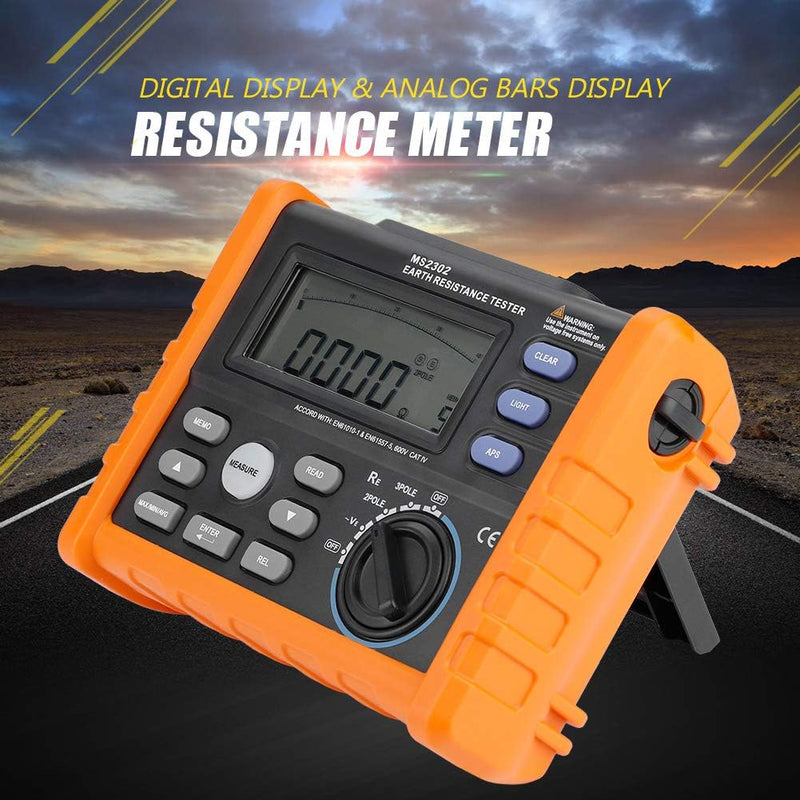 PM2302 Digitales Widerstandsmessgerät Erdungstester 0-4K Ohm Isolationstester Multimeter mit LCD-Hin