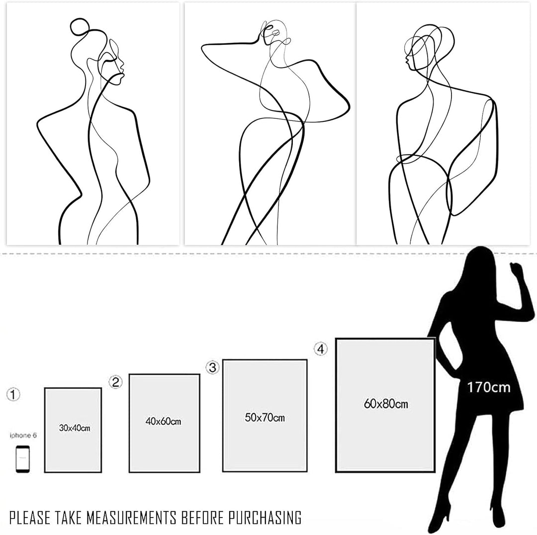 LXTOPN Moderne Wandbilder Poster, Minimalistische Abstrakt Bild Set Line Art Bilder, 3er Poster Set