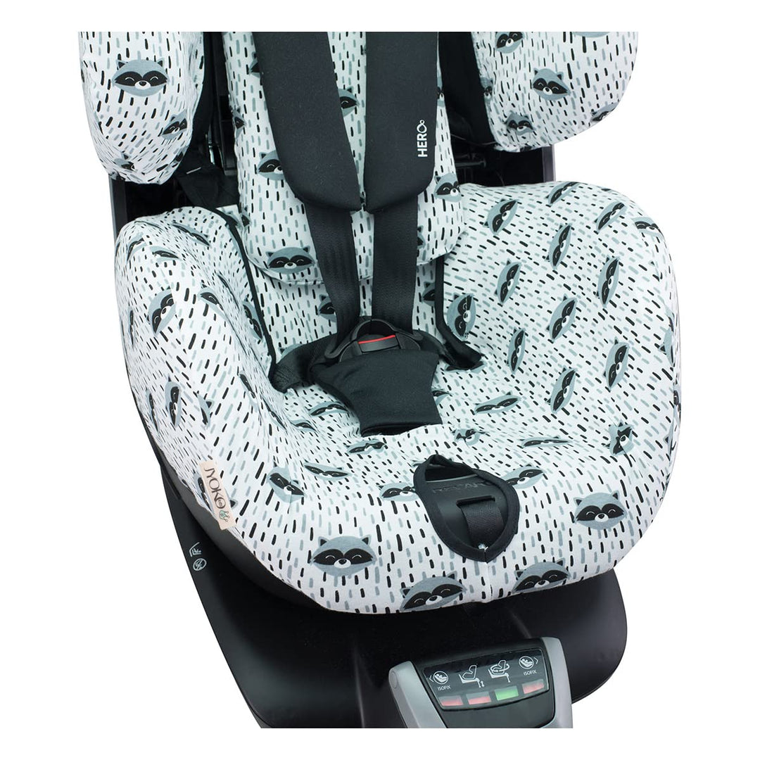 JYOKO Kids (Raccoon) Baumwollbezug kompatibel mit Maxi Cosi Recaro Zero, I-Size (Autositzbezug, Racc