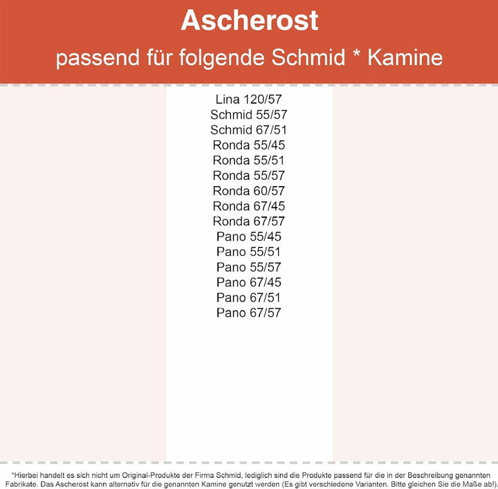Kaminrost/Ascherost Eckig 232 x 174 x 15 mm passend für Schmid ** Kaminöfen inkl. Modellübersicht -