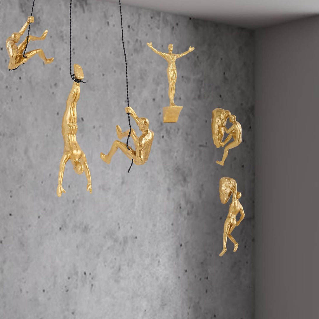 6er Set Kletterer Wanddeko Skulptur – Nordisch-Moderne Deko Figur, Einzigartige Kletternde Figur für