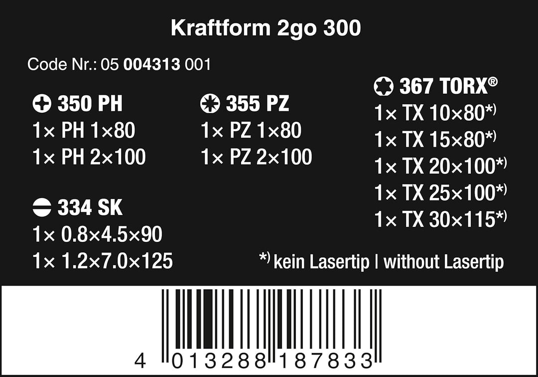 Wera Schraubendreher Set im textilen Köcher Kraftform 2go 300, 11-teilig, 1 Stück, 05004313001 Singl