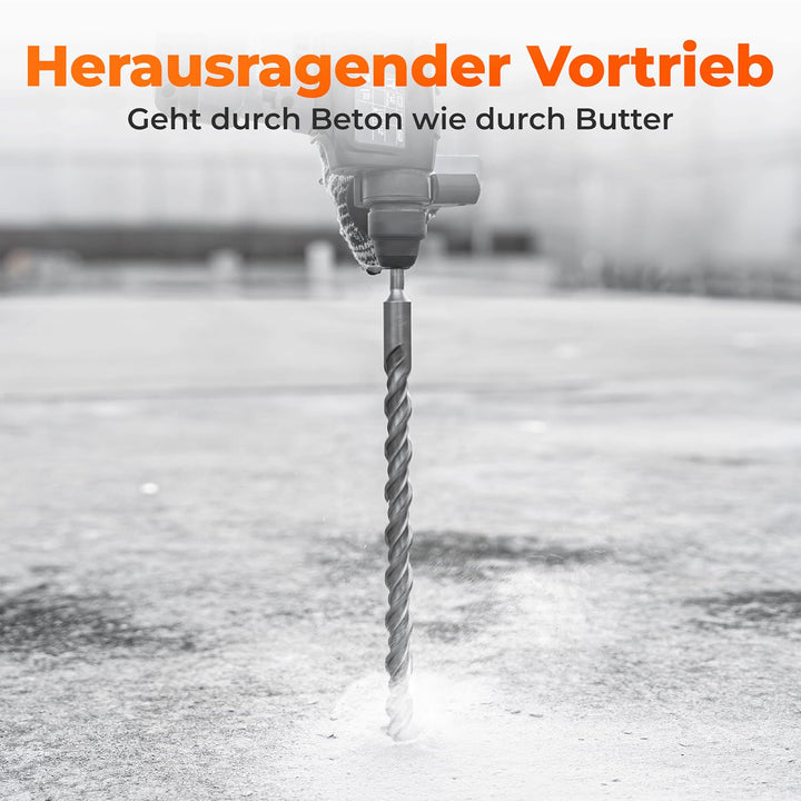 BAUBECK SDS Plus Bohrer 30mm x 260mm lang für Beton & Stein - Premium 40CR Stahl, langlebig - 4 Schn