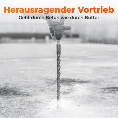 BAUBECK SDS Plus Bohrer 32mm x 600mm lang für Beton & Stein - Premium 40CR Stahl, langlebig - 4 Schn