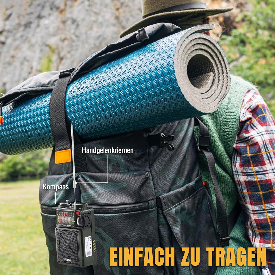Raddy RE40 Kurzwellenradio FM-AM-SW Empfänger, 4000mAh Retro Radio Batteriebetrieben BT Lautsprecher