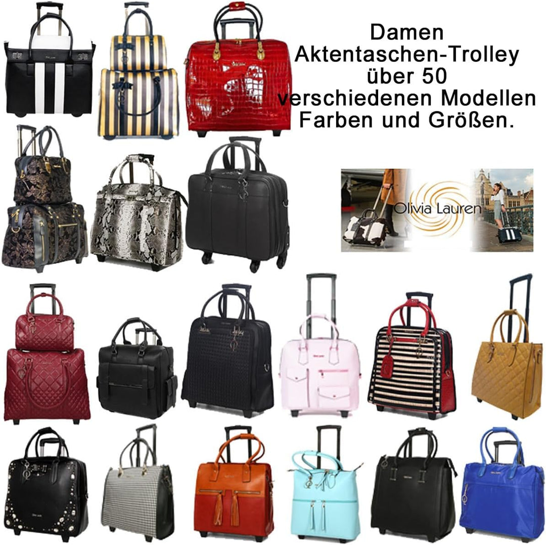 Damen rollende Aktentasche Trolley Silber-weiss, Laptoptrolley Tasche