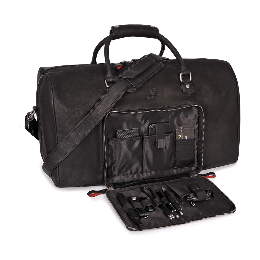 DONBOLSO® Weekender Neapel - Hochwertige Reisetasche Herren gross - Leder Reisetasche Schwarz - Grös